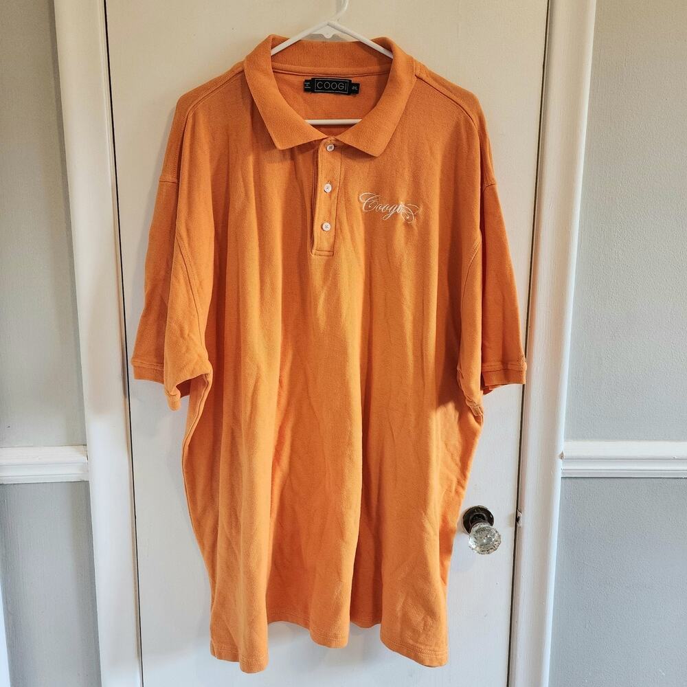 Coogi Men's 4XL Shirt Orange Polo Short Sleeve Urban Streetwear 90s Y2K Hip Hop